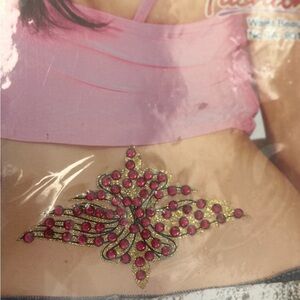 Gold and Pink Jeweled Belly Chain Sticker